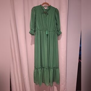 The LINE of Style Peasant Green Dress Size L